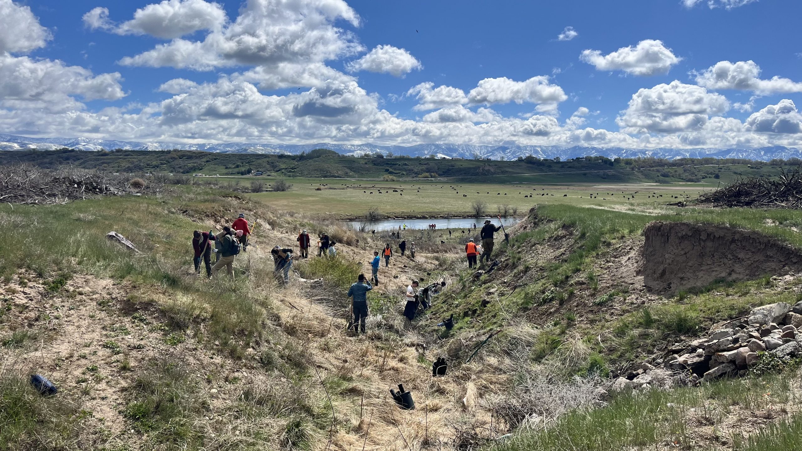 People work on restoring the land near Bear River, Idaho